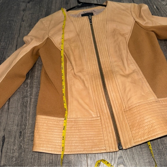 Trouve Leather ZIP Jacket Cotton Blend Medium Tan Camel Color - Picture 11 of 14